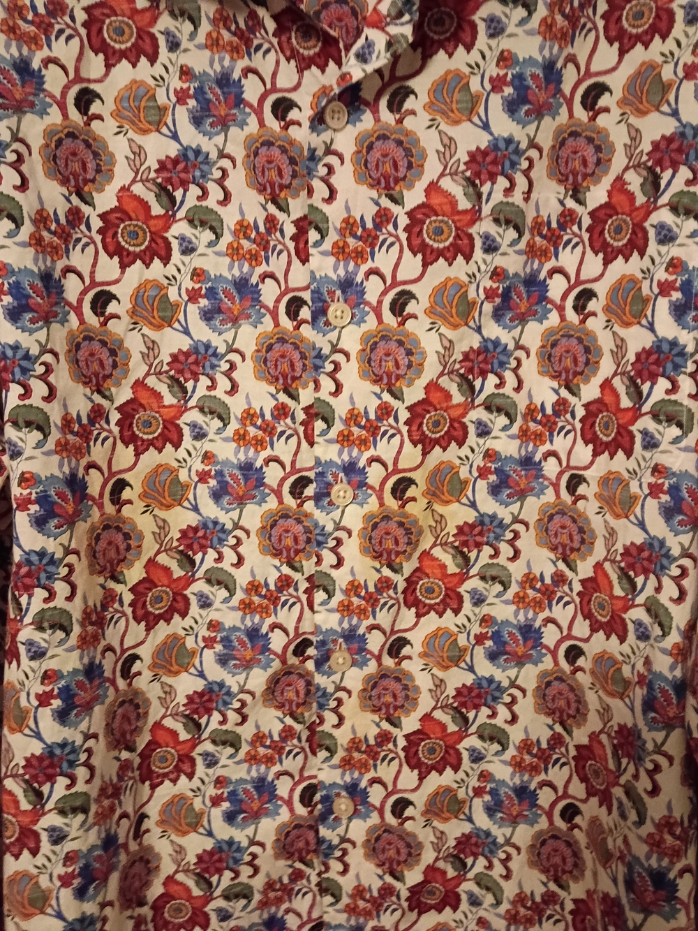 Tommy Bahama Cream Floral Button-Down Shirt with Purple and Red Accents - Picture 4 of 9